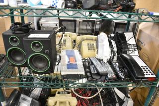 ALL ONE MONEY! Tier Lot of Various Items Including Corded Office Telephones, 2 Speakers, Remotes.