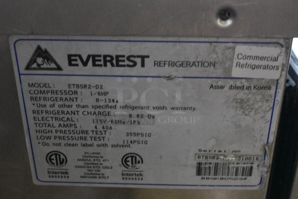 Everest ETBSR2-D2 Stainless Steel Commercial 2 Drawer Cooler. 115 Volts, 1 Phase. Tested and Powers On But Does Not Get Cold - Image 7 of 8