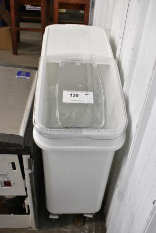 White Poly Ingredient Bin on Commercial Casters.