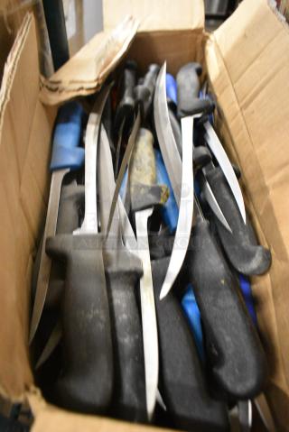 2 Boxes of SHARPENED Stainless Steel Knives Including Fillet Knife. 2 Times Your Bid!