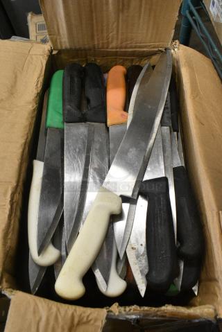 4 Boxes of SHARPENED Stainless Steel Knives Including Fillet Knife and Chef Knife. 4 Times Your Bid!