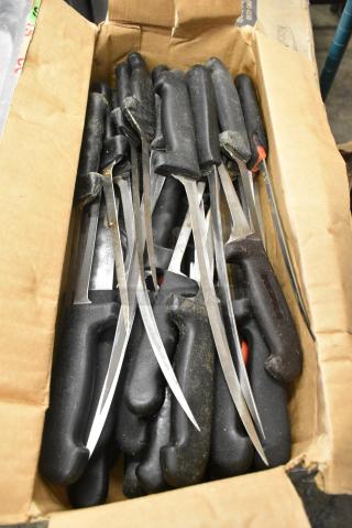 2 Boxes of SHARPENED Stainless Steel Knives Including Fillet Knife. 2 Times Your Bid!