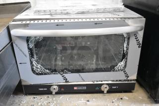 BRAND NEW SCRATCH AND DENT! Cookline ENCOV-16/HCVE-16-120 Stainless Steel Commercial Countertop Electric Powered Convection Oven. See Pictures for Broken Glass. 120 Volts, 1 Phase. Tested and Working! - Item #1182899