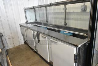 2016 Leader LM108 SC Stainless Steel Commercial Salad Bar w/ Sneeze Guard. 115 Volts, 1 Phase. Tested and Working!