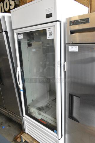 BRAND NEW SCRATCH AND DENT! 2024 True TSCI-600R-G-PH Metal Commercial Single Door Reach In Cooler Merchandiser w/ Poly Coated Racks. 115 Volts, 1 Phase. Tested and Working! - Item #1182930