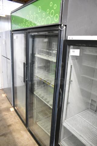 True GDM-52TM-RL-LD Metal Commercial 2 Door Reach In Cooler Merchandiser w/ Poly Coated Racks. 115 Volts, 1 Phase. Tested and Working! - Item #1182938