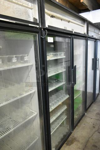 True GDM-52TM-RL-LD Metal Commercial 2 Door Reach In Cooler Merchandiser w/ Poly Coated Racks. 115 Volts, 1 Phase. Tested and Working! - Item #1182942