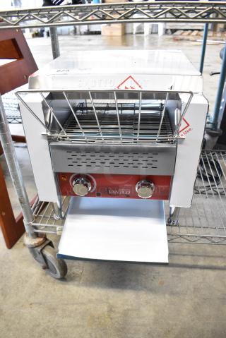 BRAND NEW SCRATCH AND DENT! Avantco 184T140 Commercial 10" Wide Conveyor Toaster with 3" Opening - 300 Slices per Hour. 120 Volts, 1 Phase. Tested and Working!