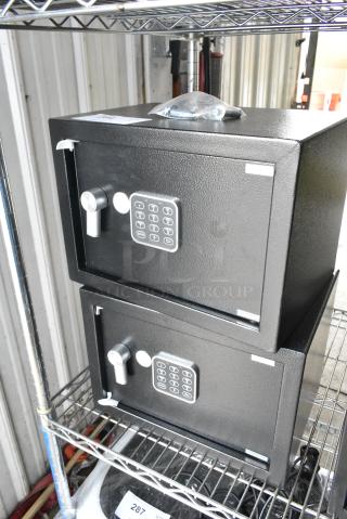 2 Black Metal Single Compartment Safe. 2 Times Your Bid!