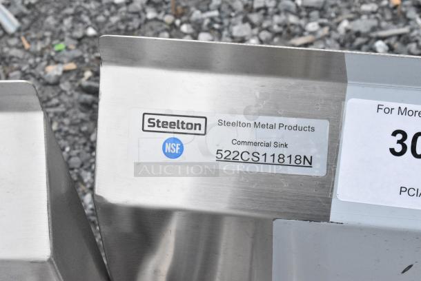 BRAND NEW SCRATCH AND DENT! Steelton 522CS11818N 23 1/2" 18-Gauge Stainless Steel One Compartment Commercial Sink without Drainboard - 18" x 18" x 12" Bowl. No Legs. - Image 7 of 7