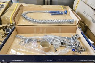 3 BRAND NEW SCRATCH AND DENT! Items Including 2 Waterloo 750PRD812 1.15 GPM Deck-Mounted Pre-Rinse Faucet with 8" Centers and 12" Add-On Faucet, Waterloo 750PRD8X 1.15 GPM Deck-Mounted Pre-Rinse Faucet with 8" Centers. 3 Times Your Bid!