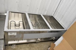 BRAND NEW SCRATCH AND DENT! 2024 ServIt 423EST3WO Three Pan Open Well Electric Steam Table with Adjustable Undershelf . 120 Volts, 1 Phase.