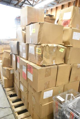 34 BRAND NEW SCRATCH AND DENT! Boxes Including 323SHIP2X3FG Lavex 2" x 3" Please Handle with Care Glass Gloss Paper Permanent Label - 500/Roll. 34 Times Your Bid!