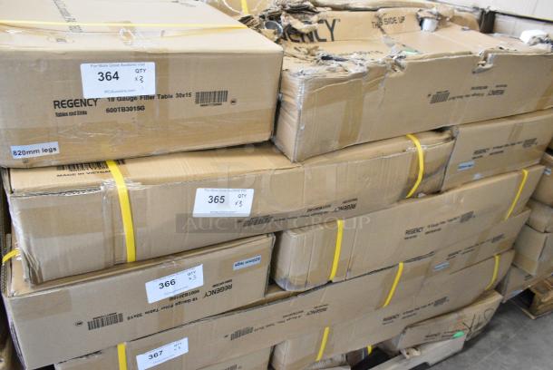 3 BRAND NEW SCRATCH AND DENT! Regency 600TB3015G 30" x 15" 18-Gauge 304 Stainless Steel Equipment Filler Table with Backsplash and Galvanized Undershelf. May Be Missing Pieces. 3 Times Your Bid! - Image 2 of 3