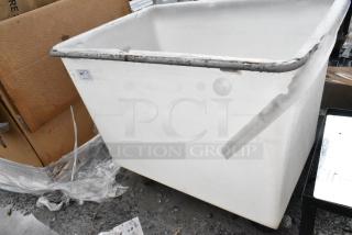 White Poly Bin on Commercial Casters.