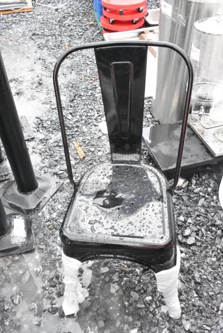 24 BRAND NEW SCRATCH AND DENT! Lancaster Table & Seating 164cmcafeblk Alloy Onyx Black Outdoor Cafe Chair. 24 Times Your Bid!