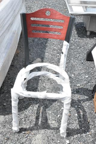 24 BRAND NEW SCRATCH AND DENT! Items Including Lancaster Table & Seating 164CBSTROMFR Black Metal Dining Height Chair Frame w/ Wooden Back Rest. 24 Times Your Bid! May Be Missing Pieces.