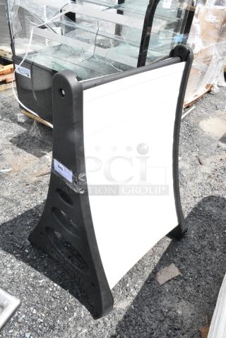 BRAND NEW SCRATCH AND DENT! Roll A Frame Black Poly Sidewalk Sign.
