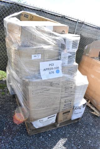 26 BRAND NEW SCRATCH AND DENT! Items Including Take Out Containers, Choice Plastic Plates, 3 Florence 6" Square Plastic Plates, Molded Fiber Cup Carrier, Choice Hot Cup Travel Lids. 26 Times Your Bid!