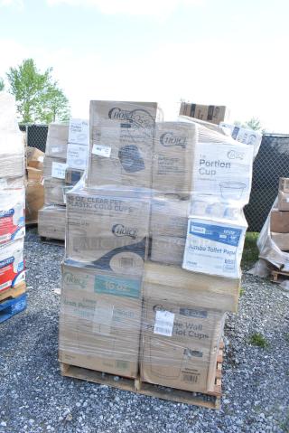 28 BRAND NEW SCRATCH AND DENT! Items Including 500CC16 Choice Clear PET Customizable Plastic Cold Cup - 16 oz. - 1,000/Case, 3 Select Jumbo Toilet Paper, Choice Portion Cups, Choice Kraft Paper Soup Cups, Choice 8 oz. Tall White Smooth Double Wall Paper Hot Cup - 500/Case 5008DWALLW. 28 Times Your Bid!