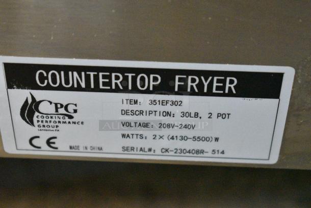 Cooking Performance Group CPG 351EF302 Stainless Steel Commercial Countertop Electric Powered 2 Bay Fryer. 208-240 Volts, 1 Phase. - Image 11 of 11