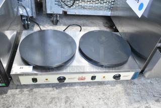 BRAND NEW SCRATCH AND DENT! 2024 Carnival King 382TCM16DBL Stainless Steel  16" Dual Non-Stick Crepe Maker - 208/240 Volts, 1 Phase.