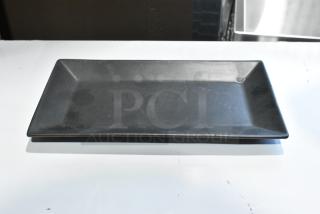 BRAND NEW SCRATCH AND DENT! Box of 24 Acopa 303KSE12MBK 10" x 5 1/2" Matte Black Rectangular Stoneware Platter