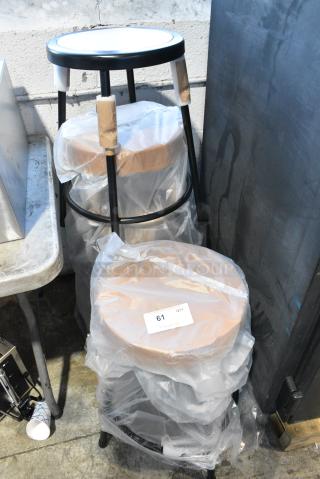 4 BRAND NEW SCRATCH AND DENT! Black Metal Stools. 4 Times Your Bid!