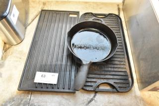 3 Cast Iron Items; 2 Griddles and Skillet. 3 Times Your Bid!