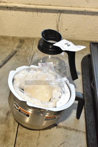 2 BRAND NEW SCRATCH AND DENT Items;  Coffee Pot and Stainless Steel Brew Basket. 2 Times Your Bid! - Item #1183606