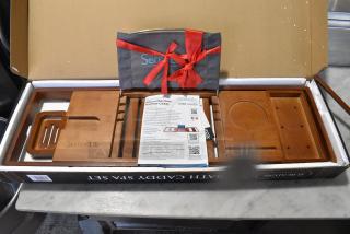 IN ORIGINAL BOX! SereneLife SLBCAD29B Natural Bamboo Bathtub Caddy