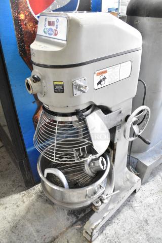 Globe SP40 Metal Commercial Floor Style 40 Quart Planetary Dough Mixer w/ Stainless Steel Mixing Bowl, Bowl Guard, Whisk and Dough Hook Attachments. 208 Volts, 3 Phase. - Item #1183699