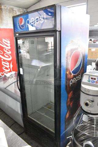 2017 True GDM-26-HC Metal Commercial Single Door Reach In Cooler Merchandiser. 115 Volts, 1 Phase.