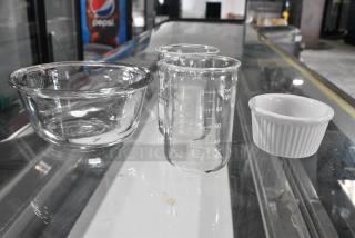 ALL ONE MONEY! Lot of Various Items Including Ramekin, Glass Bowl and 2 Measuring Cups