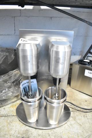 AvaMix DM-B-21C Metal Commercial Countertop 2 Head Drink Mixer w/ Mixing Cups. 110-120 Volts, 1 Phase.