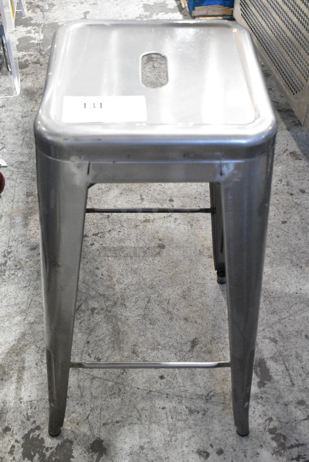 4 Gray Metal Tolix Style Bar Stool. 4 Times Your Bid! - Image 1 of 5