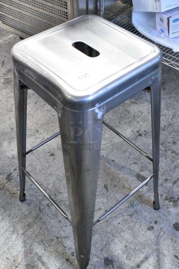 4 Gray Metal Tolix Style Bar Stool. 4 Times Your Bid! - Image 2 of 5