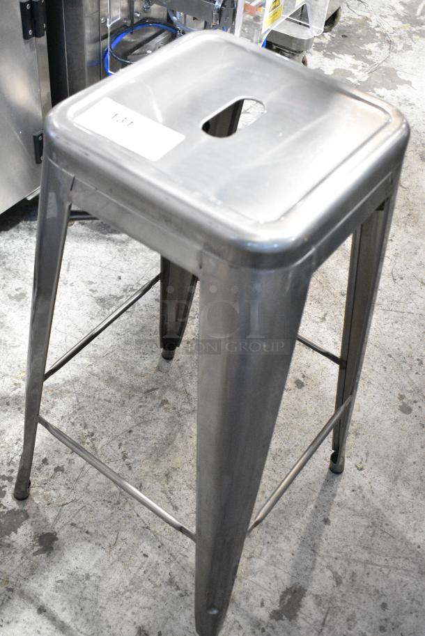 4 Gray Metal Tolix Style Bar Stool. 4 Times Your Bid! - Image 3 of 5