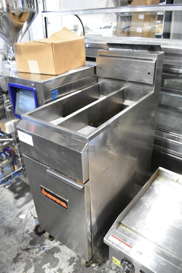 Sierra Stainless Steel Commercial Floor Style Natural Gas Powered Deep Fat Fryer on Commercial Casters. - Image 3 of 10