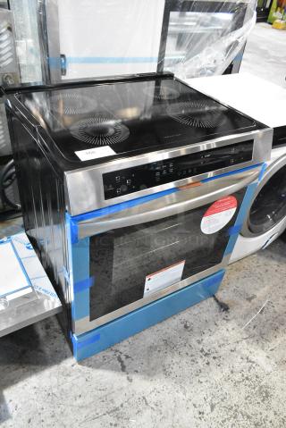 BRAND NEW SCRATCH AND DENT! Frigidaire Stainless Steel Electric Powered 4 Burner Range w/ Convection Oven.