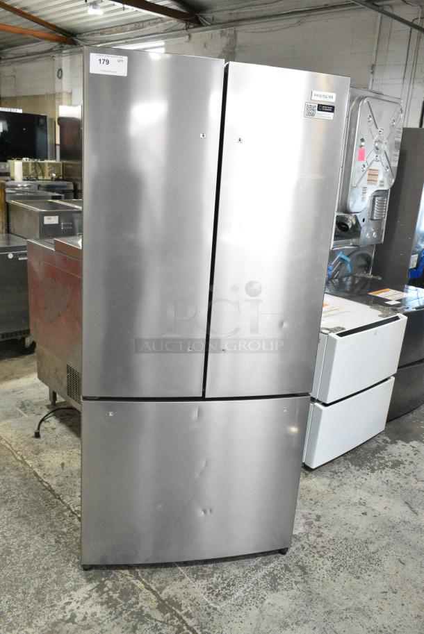 BRAND NEW SCRATCH AND DENT! 2024 Frigidaire FRFG1723AV04 Stainless Steel French Style Cooler w/ Freezer Drawer. 115 Volts, 1 Phase. Tested and Working! - Image 1 of 10
