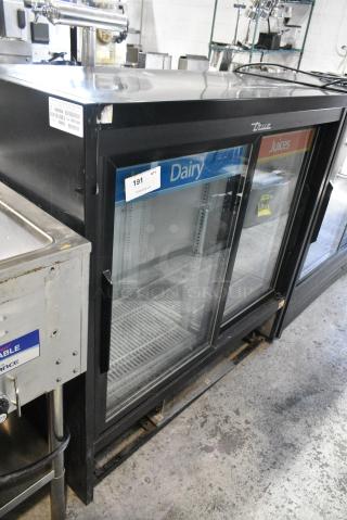 2016 True GDM-41SL-48-HC-LD Metal Commercial 2 Door Reach In Cooler Merchandiser w/ Poly Coated Racks. 115 Volts, 1 Phase.
