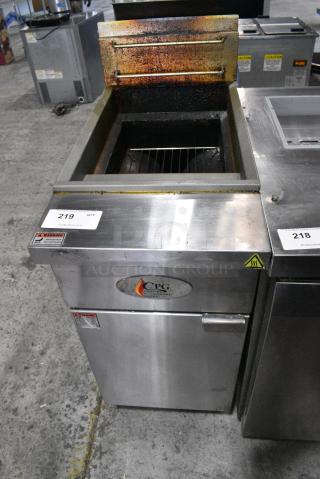 2022 Cooking Performance Group  351FFOP40N Stainless Steel Commercial Floor Style Natural Gas Powered Deep Fat Fryer. 90,000 BTU.