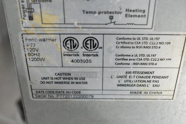 Padela F77 Stainless Steel Commercial Countertop Food Warmer. 115 Volts, 1 Phase. Tested and Working! - Image 5 of 6