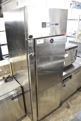 2019 Fagor QR-1 Stainless Steel Commercial Single Door Reach In Cooler on Commercial Casters. 115 Volts, 1 Phase. Tested and Powers On But Does Not Get Cold