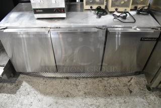 2016 Continental UC72 Stainless Steel Commercial 3 Door Undercounter Cooler. 115 Volts, 1 Phase. Tested and Powers On But Does Not Get Cold