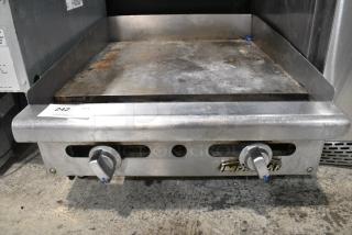 Imperial Stainless Steel Commercial Countertop Natural Gas Powered Flat Top Griddle.