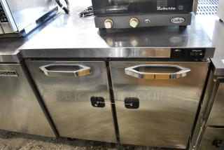 Blue Air BLUR36-HC Stainless Steel Commercial 2 Door Undercounter Cooler on Commercial Casters. 115 Volts, 1 Phase. Tested and Powers On But Does Not Get Cold