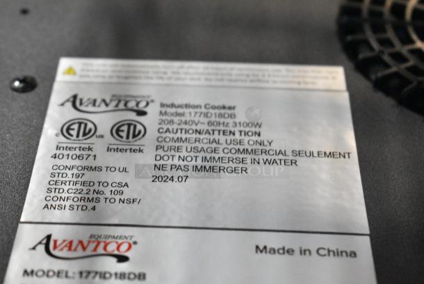BRAND NEW SCRATCH AND DENT! 2024 Avantco 177ID18DB Drop-In / Countertop Double Induction Range / Cooker - 208-240 Volts, 1 Phase. - Image 5 of 5