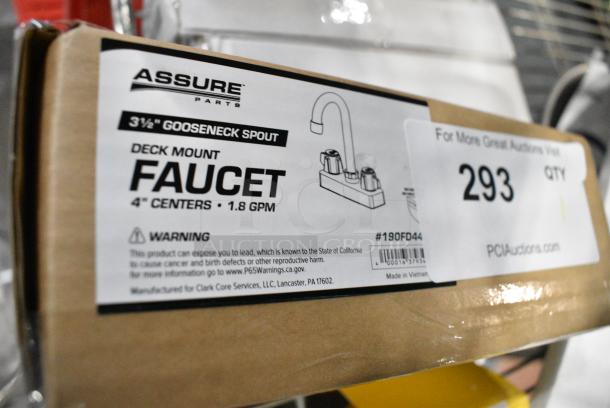 BRAND NEW SCRATCH AND DENT! Assure 190FD44G 1.8 GPM Deck-Mount Faucet with 4" Centers and 3 1/2" Swivel Gooseneck Spout - Image 2 of 2
